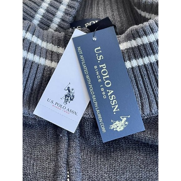 🔧Men’s Big Tall Sweater Size 2X U.S.POLO ASSN Mock Neck 1/4 Zip Dark - Picture 7 of 12